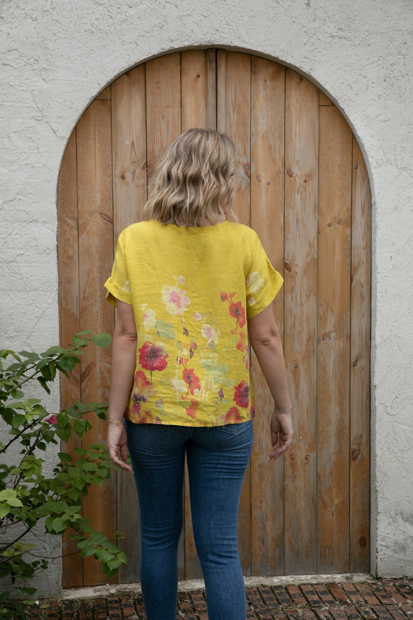 Angela's Watercolor Blossom Linen Top