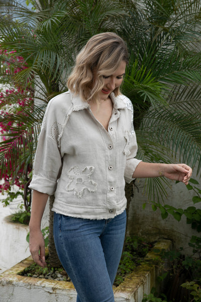 Garden Elegance Linen Jacket