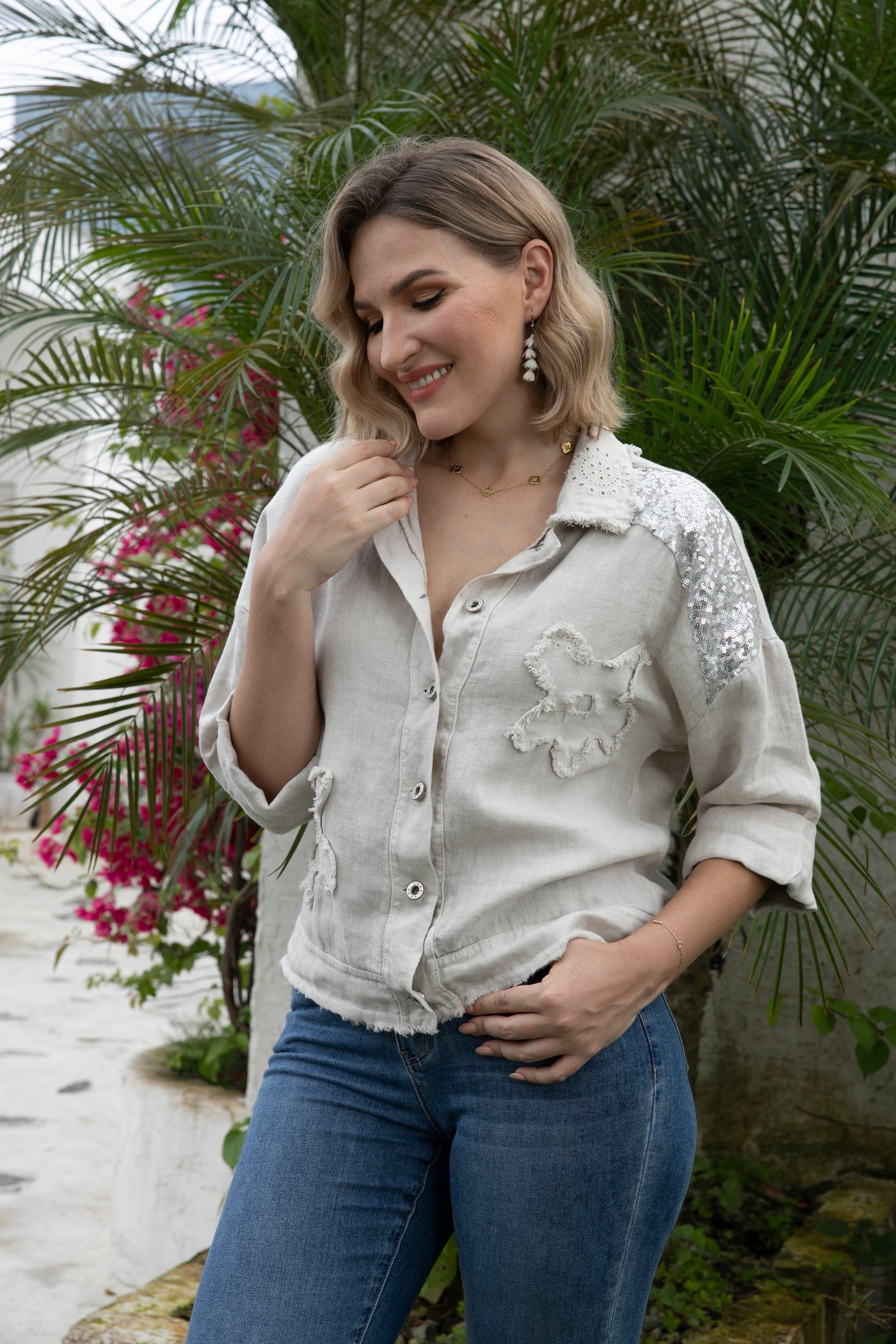 Garden Elegance Linen Jacket