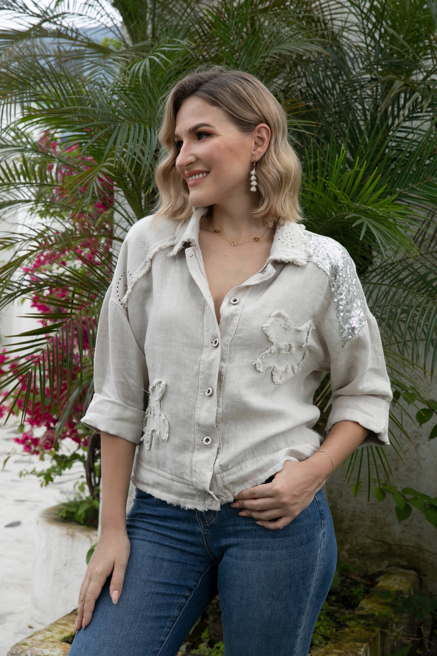 Garden Elegance Linen Jacket