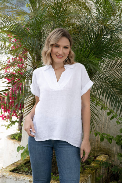 Lucia's Embroidered Neckline Blouse