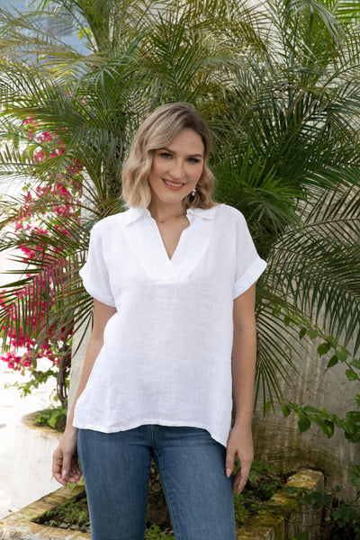 Lucia's Embroidered Neckline Blouse