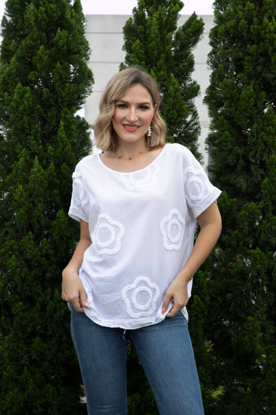 Marie's Short Sleeve Appliqué Top