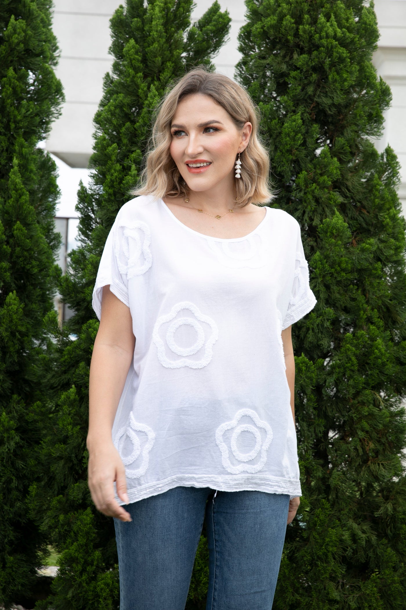 Marie's Short Sleeve Appliqué Top