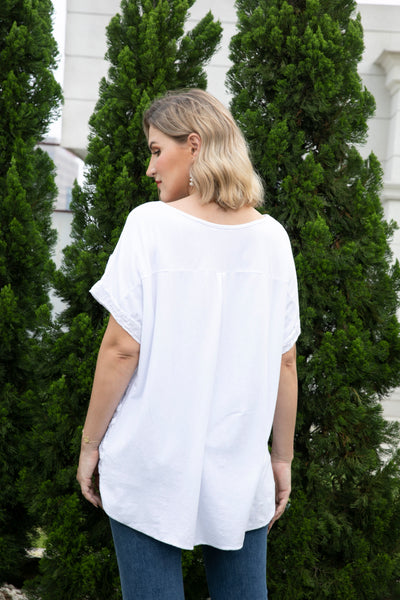 Marie's Short Sleeve Appliqué Top