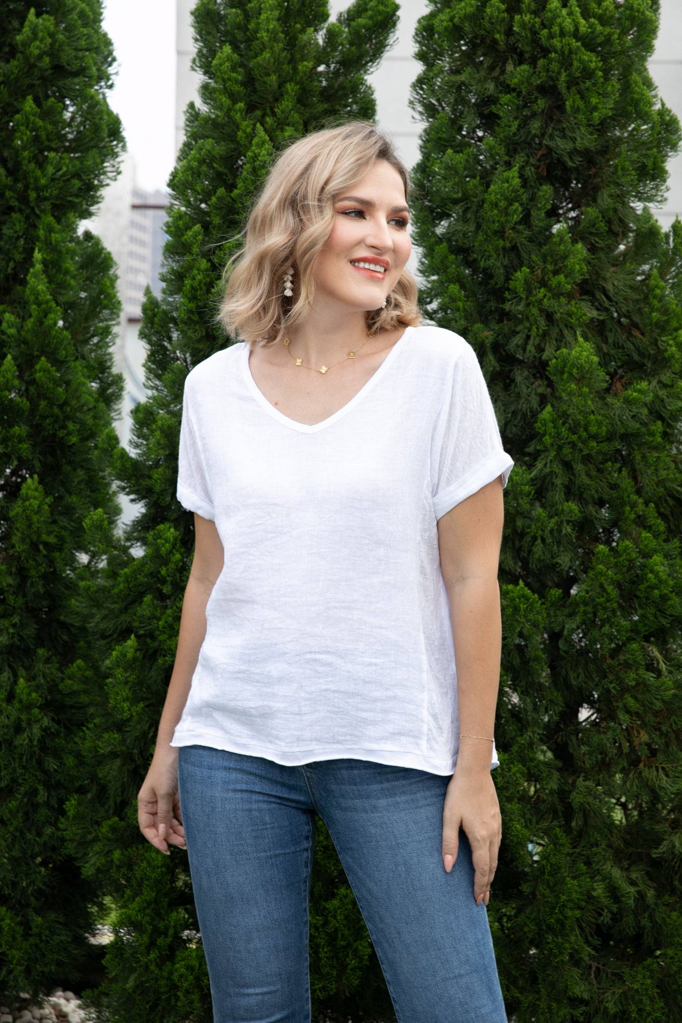 Breezy V-Neck Linen Tee (Copy)