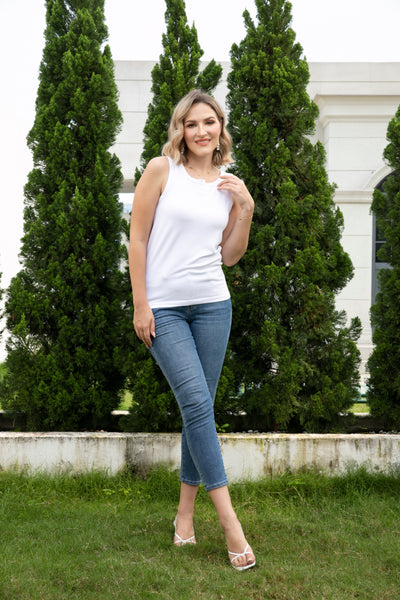 Ribbed Bamboo tank top with Buttons