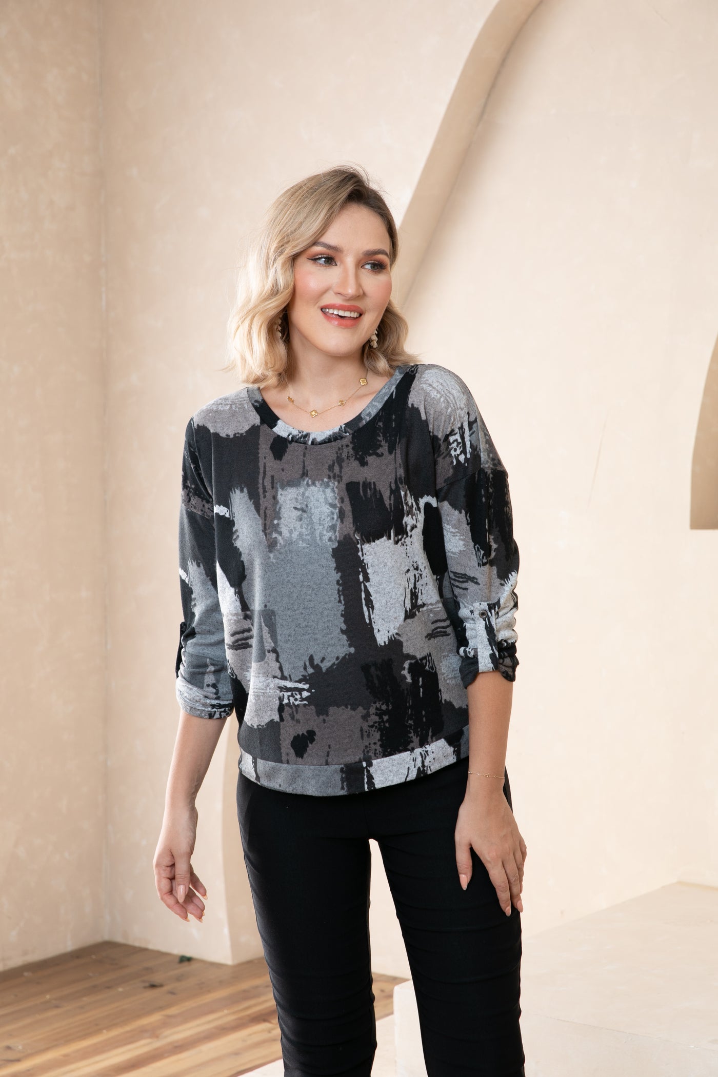 Artistic Comfort Round Neck Top