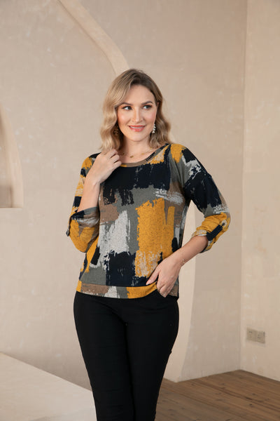 Artistic Comfort Round Neck Top