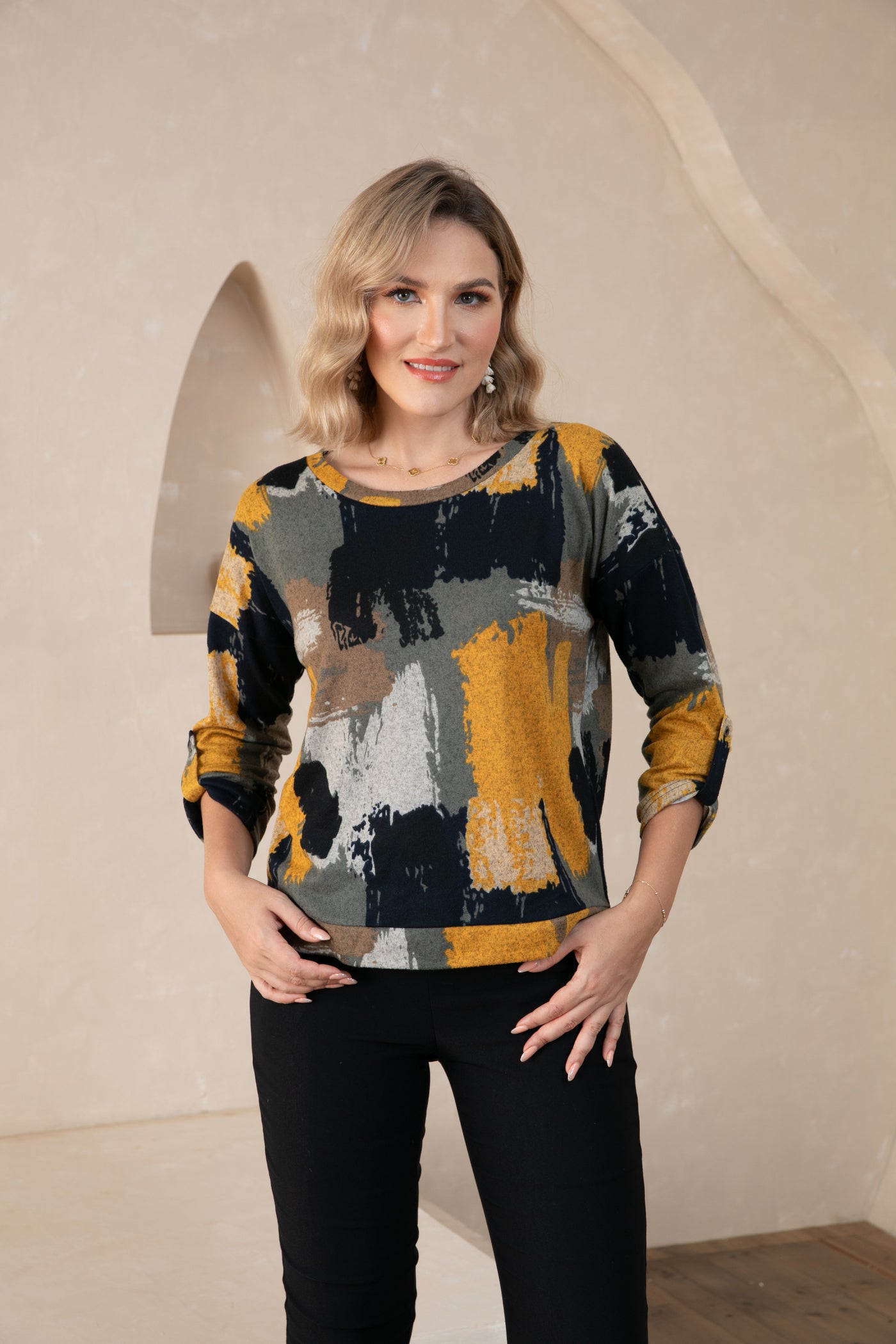 Artistic Comfort Round Neck Top