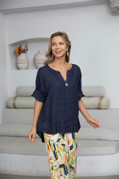 Sophia's Linen Shirt with bamboo buttons