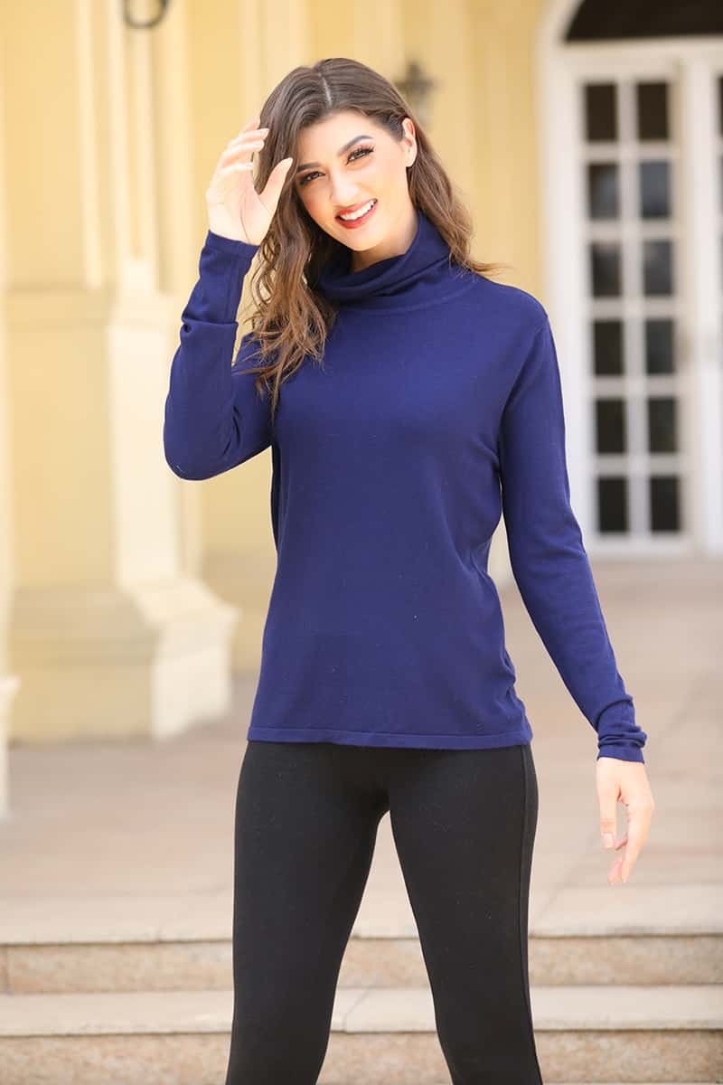 Plain Cowl Neck Top