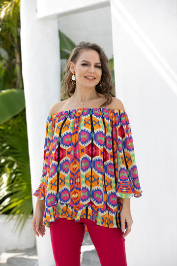 Mylène's Printed Off-Shoulder Top