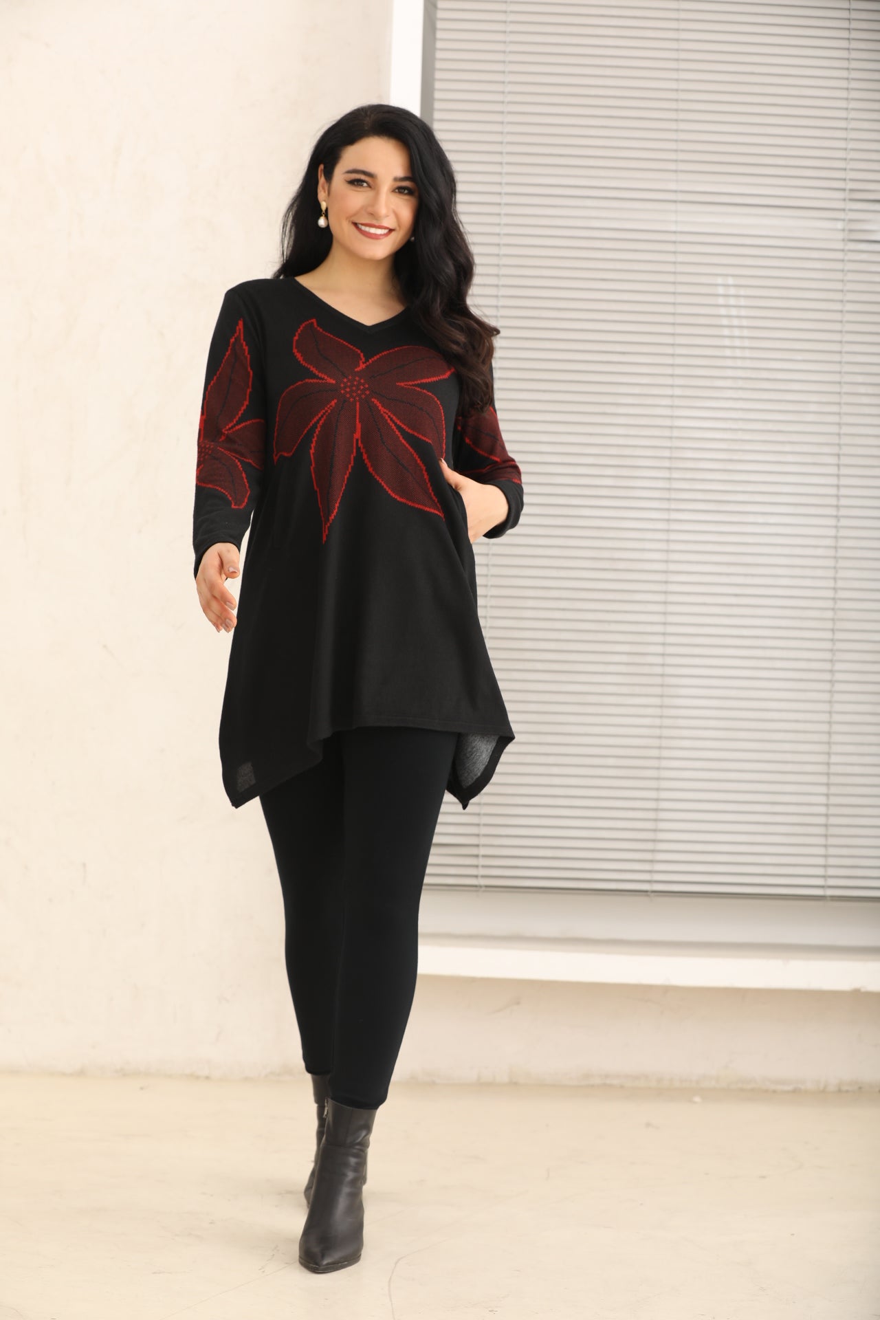 Poinsettia Flower Pattern Tunic