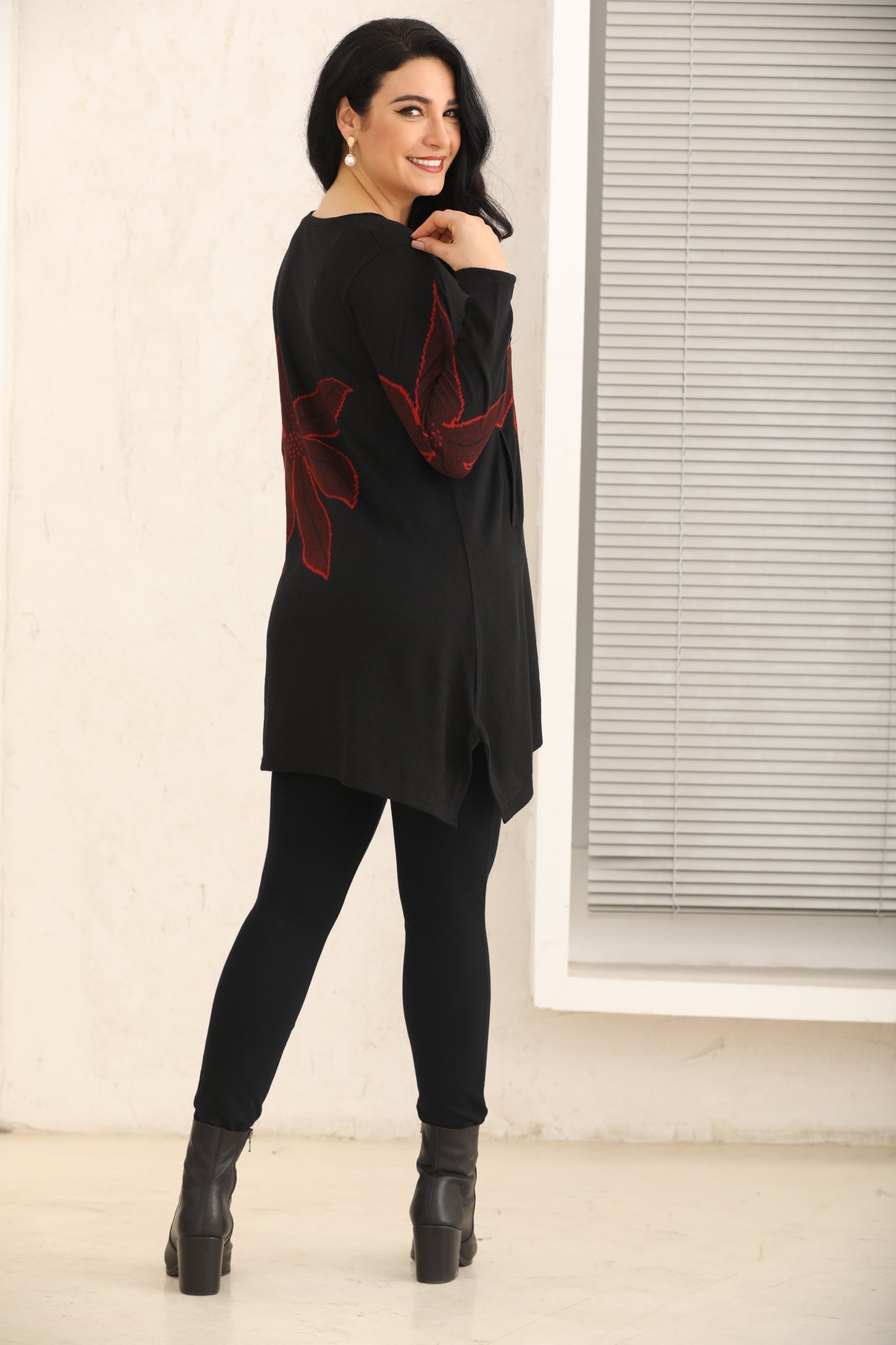 Poinsettia Flower Pattern Tunic