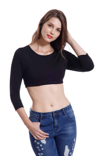 Bamboo 3/4 Sleeve Crop Top