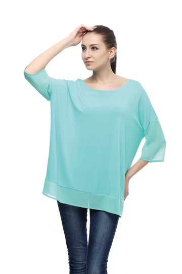 Bamboo Natural Fabric Chiffon Trim Top